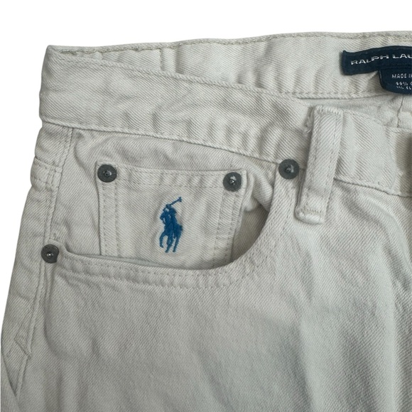 Ralph Lauren White Jeans with Blue Logo - Picture 3 of 6
